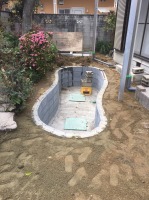 錦鯉 和風池,庭池 施工