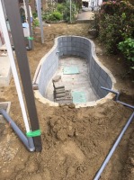 錦鯉 和風池,庭池 施工