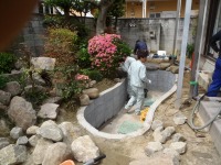 錦鯉 和風池,庭池 石組み