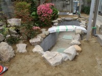 錦鯉 和風池,庭池 石組み