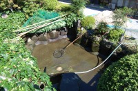 庭池 防水工事,庭池 FRP防水,池 水漏れ修理