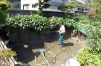 庭池 防水工事,庭池 FRP防水,池 水漏れ修理