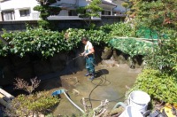 庭池 防水工事,庭池 FRP防水,池 水漏れ修理